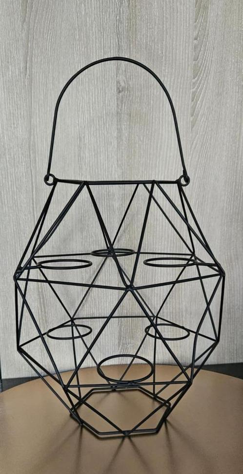 Décoration lanterne en métal noir, Huis en Inrichting, Woonaccessoires | Kandelaars en Kaarsen, Zo goed als nieuw, Kandelaar, Metaal
