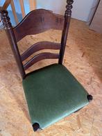 6 stoelen met velours zitting, Huis en Inrichting, Vijf, Zes of meer stoelen, Gebruikt, Bruin, Hout