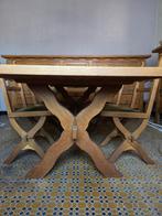 Massief eiken tafel + stoelen, Antiek en Kunst, Ophalen