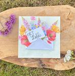 Handgemaakte wenskaart – bloemen & boodschap “Met Liefde”, Ophalen of Verzenden, Nieuw