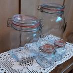 Set 6 glazen voorraadpotten germetische deksels, Prijs alles, Ophalen of Verzenden, Gebruikt