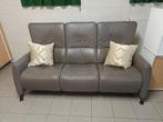 Ergonomische 3-zit lederen salon, kleur taupe., Huis en Inrichting, Ophalen, Zo goed als nieuw