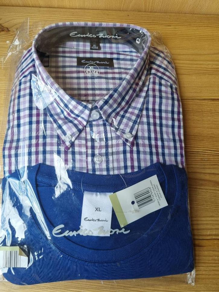 overhemd met shirt XL, Kleding | Heren, Overhemden, Nieuw, Halswijdte 43/44 (XL), Blauw, Ophalen of Verzenden