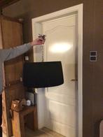 Luster met zwarte kap, Huis en Inrichting, Lampen | Kroonluchters, Ophalen, Gebruikt, Metaal