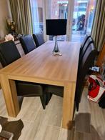 Eetkamer,  grote tafel, dressoir en 6 echte lederen stoelen, Huis en Inrichting, Ophalen, Zo goed als nieuw