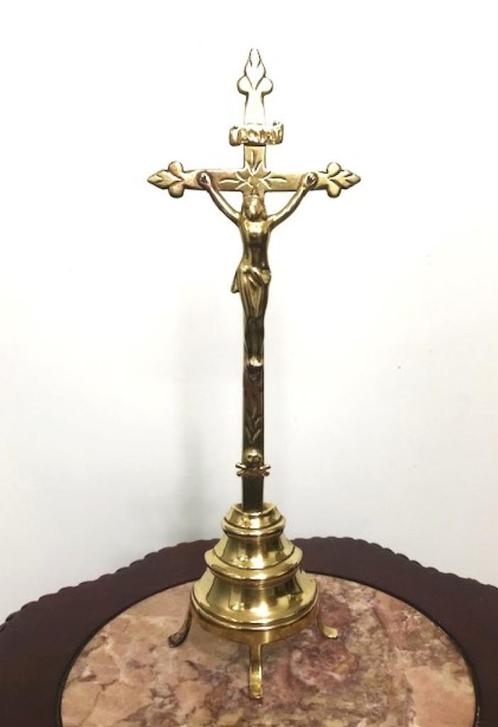 Kruis Christus messing Vlaams 19e eeuw H 30✨😍🙏💑👌, Antiek en Kunst, Antiek | Religieuze voorwerpen, Ophalen of Verzenden