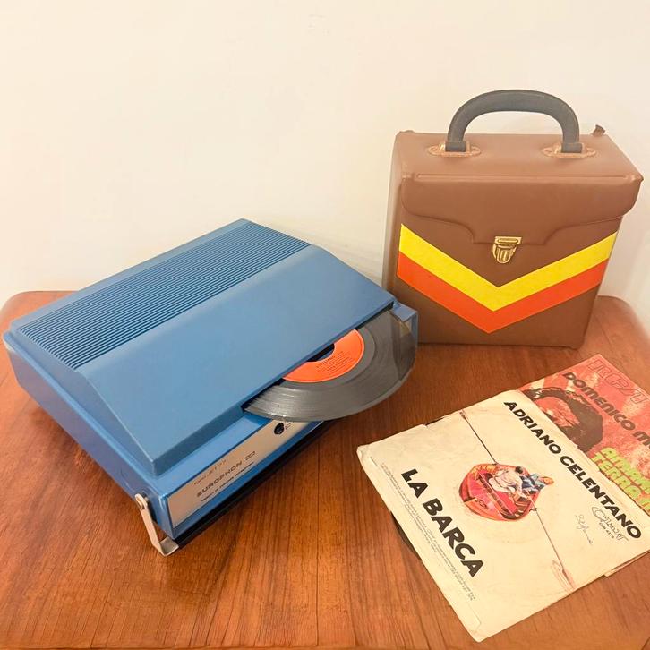 VINTAGE DRAAGBARE PLATENSPELER PLATENSLIKKER EUROPHON 1970, Audio, Tv en Foto, Platenspelers, Gebruikt, Platenspeler, Overige merken