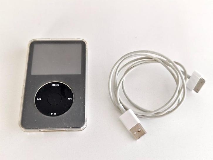 Apple Ipod Classic 30GB white met Transparant case, Audio, Tv en Foto, Mp3-spelers | Apple iPod, Gebruikt, Classic, 20 tot 40 GB
