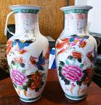2 grands et beaux vases chinois - à vendre ensemble ou sépar, Comme neuf, Moins de 50 cm, Enlèvement ou Envoi, Blanc