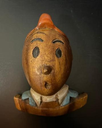 Statue vintage en bois de Tintin (Tintin), Envoi, Tintin, Utilisé, Statue ou Figurine
