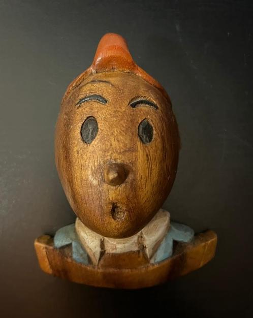 Houten vintage beeldje van Kuifje (TinTin), Verzamelen, Stripfiguren, Gebruikt, Beeldje of Figuurtje, Kuifje, Verzenden