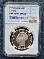 Restrike  50 Francs 1939 R  Proof     Graded, Zilver, Ophalen of Verzenden, Losse munt, Zilver