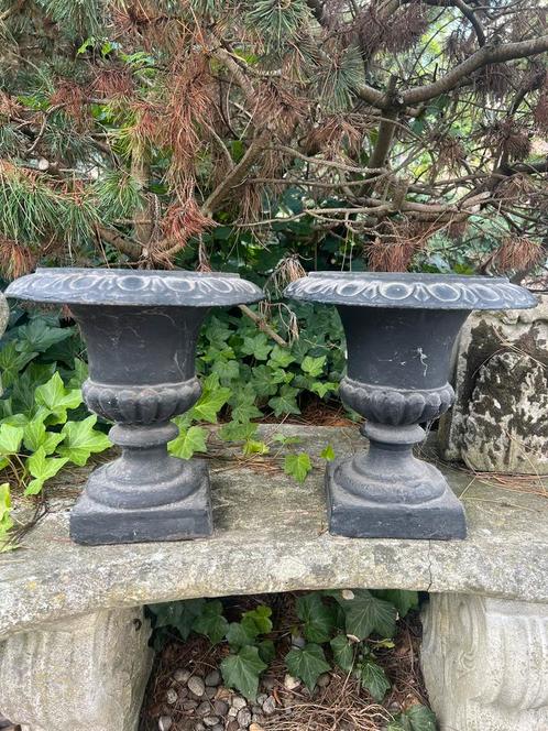 Ensemble de vases de jardin en fonte, Jardin & Terrasse, Vases de jardin, Comme neuf, Enlèvement ou Envoi