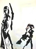 Dessin encre silhouette de O. Jespers#Delvaux#picasso#Dali, Antiquités & Art, Enlèvement ou Envoi
