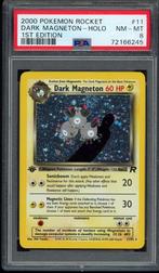 Dark Magneton Holo 1st Edtion PSA 8 - 11/82 - Team Rocket, Foil, Losse kaart, Zo goed als nieuw, Verzenden