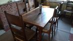 Eiken eetplaats: Tafel, buffet, vitrine, 5 stoelen, Huis en Inrichting, Ophalen, Gebruikt, Antiek jaren 50