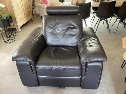 Salon, Huis en Inrichting, Fauteuils, Gebruikt, Hout, Leer, 125 cm of meer, 75 tot 100 cm, Ophalen