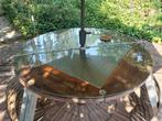 Rond glazen tuinblad met gehard glas, Tuin en Terras, Ophalen, Zo goed als nieuw