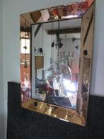 Venetiaanse rechthoekige spiegel getint rosé goud facet, Antiek en Kunst, Ophalen, Rechthoekig, 50 tot 100 cm, Minder dan 100 cm