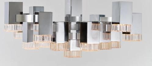 Ceiling light - model 'Cubic' with 13 light units - Sciolari, Maison & Meubles, Lampes | Plafonniers, Comme neuf, Verre, Métal