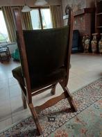 6 eiken stoelen met groene stoffen bekleding, Ophalen, Zo goed als nieuw, Hout