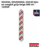 Kit adhésif et joint SOUDAL SOUDASEAL 222LM beige 600 ml, Bricolage & Construction, Isolation & Étanchéité, Enlèvement, Neuf