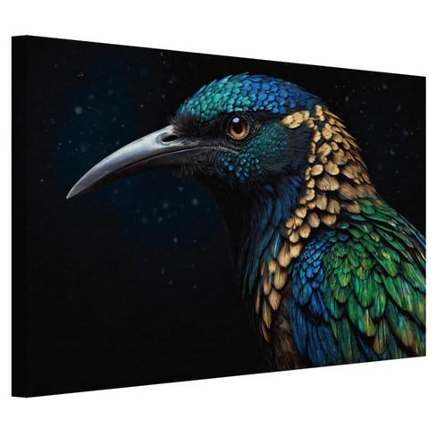 Oiseau avec toile dorée 60x40cm - 18mm., Antiquités & Art, Art | Peinture | Moderne, Envoi