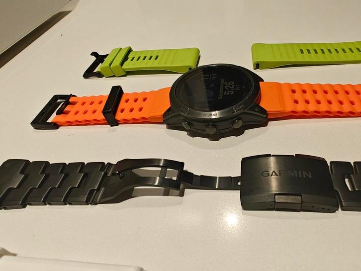 Garmin fenix 7x sapphire solar, Handtassen en Accessoires, Smartwatches, Gebruikt, Android, Grijs, Afstand, Calorieverbanding