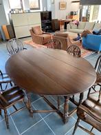 gate leg tafel en 6 stoelen, Huis en Inrichting, 50 tot 100 cm, Brocante, 150 tot 200 cm, Eikenhout