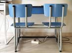 vintage schoolbankje, Huis en Inrichting, Ophalen, Met wielen, Gebruikt, Bureau