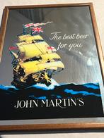 Vintage john martin’s bier spiegel, Verzamelen, Ophalen of Verzenden, Gebruikt, Reclamebord, Plaat of Schild