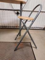 2 krukjes met sterke smalle tafel., Ophalen, Hout