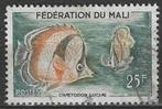 Mali 1960 - Yvert 6 - Vissen - Chaetodon luciae (ST), Timbres & Monnaies, Timbres | Afrique, Affranchi, Envoi