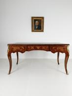 Louis XV dubbelzijdig mahonie plat bureau, Ophalen of Verzenden, Zo goed als nieuw, Bureau