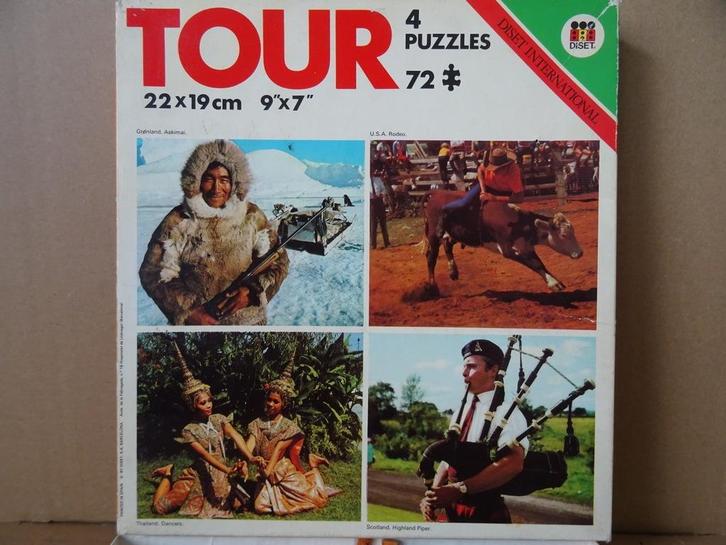 Vintage puzzel legpuzzel Tour 4 puzzles Diset International, Hobby en Vrije tijd, Denksport en Puzzels, Zo goed als nieuw, Legpuzzel