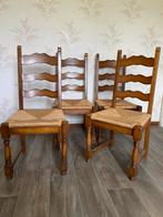 4 chaises rétro en bois et osier, Enlèvement ou Envoi