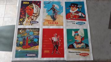 SABENA : lot de 6 affiches iconiques sur toile 1990