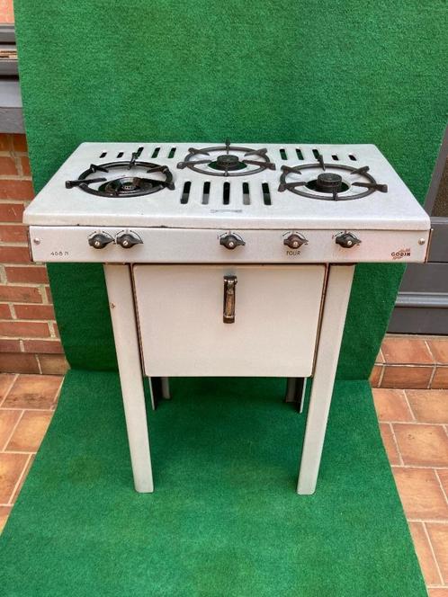 Godin 1950-60 geëmailleerde gietijzeren kachel - model 458 N, Huis en Inrichting, Kachels, Gebruikt, Vrijstaand, Potkachel, Gas