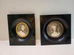 Twee 19de-eeuwse miniatuurportretjes op ivoor, Antiek en Kunst, Ophalen of Verzenden