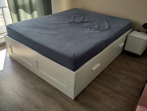 BRIMNES bedframe 160x200, Huis en Inrichting, Slaapkamer | Bedden, Gebruikt, Tweepersoons, 160 cm, 200 cm, Hout, Wit, Ophalen