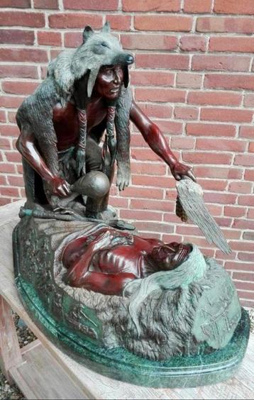“Twee Indianen” grote sculptuur, Harold Shelton (1918-1999)
