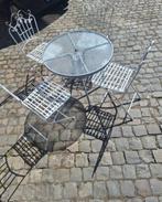 Ronde tafel+4 metalen tuinstoelen, Tuin en Terras, Ophalen of Verzenden, Metaal