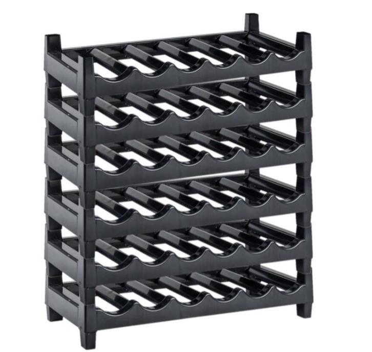 Kunststof wijnflessen rek/wijnrek stapelbaar voor 36 flessen, Huis en Inrichting, Woonaccessoires | Wijnrekken, Zo goed als nieuw