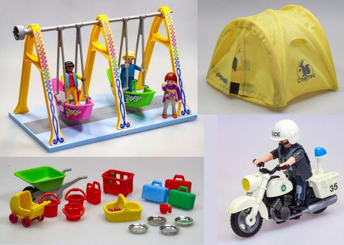 Playmobil Summerfun schommel, tent en politiemotor met agent, Kinderen en Baby's, Speelgoed | Playmobil, Gebruikt, Ophalen