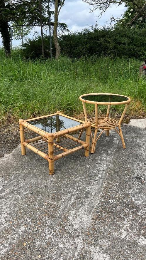 Vintage rotan tafeltjes, Antiek en Kunst, Curiosa en Brocante, Ophalen