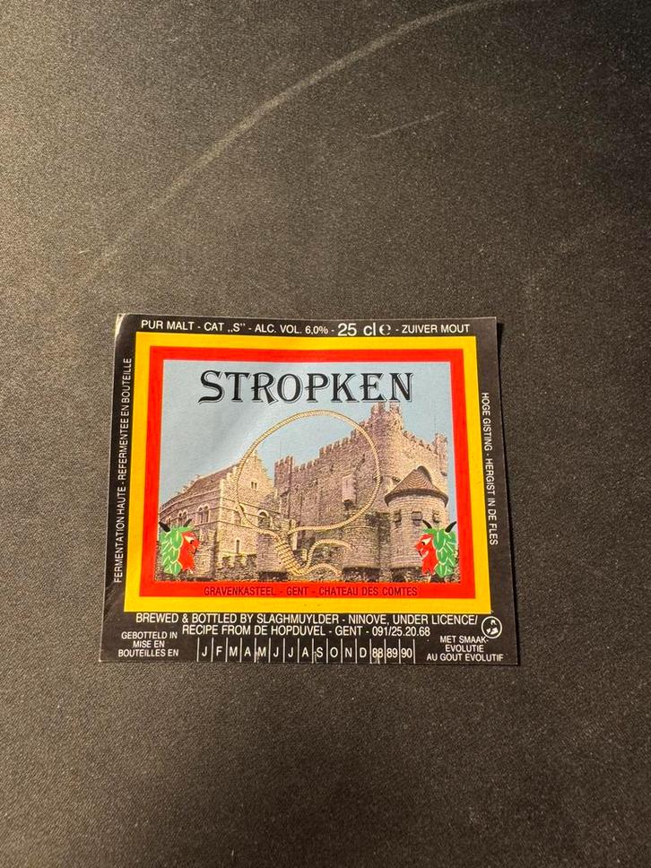 2x Bier etiket stropken, Verzamelen, Biermerken, Ophalen