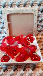 10 boules de noel de 4 cm rouge avec ruban, Enlèvement ou Envoi, Utilisé