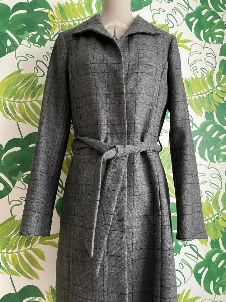 Lange jas grijs WOL - merk 123 - maat 38 - GRATIS polo, Vêtements | Femmes, Vestes & Costumes, Comme neuf, Manteau, Taille 38/40 (M)