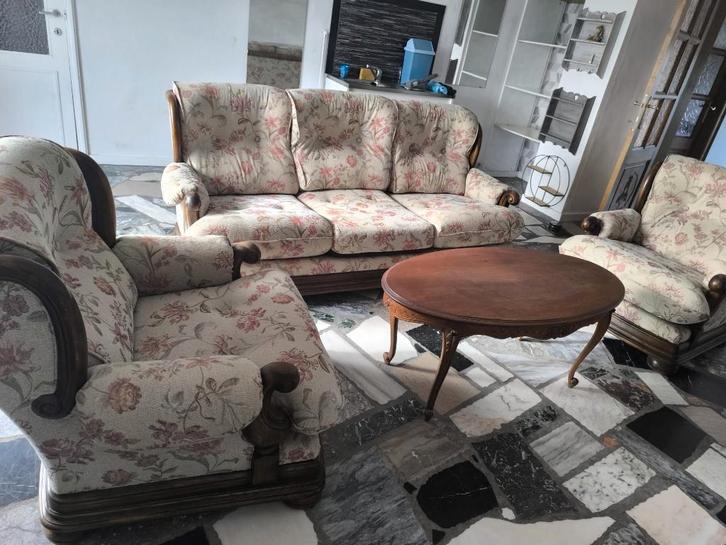 Salon 3 Pièces, Maison & Meubles, Sièges-poires, Comme neuf, Beige, Enlèvement