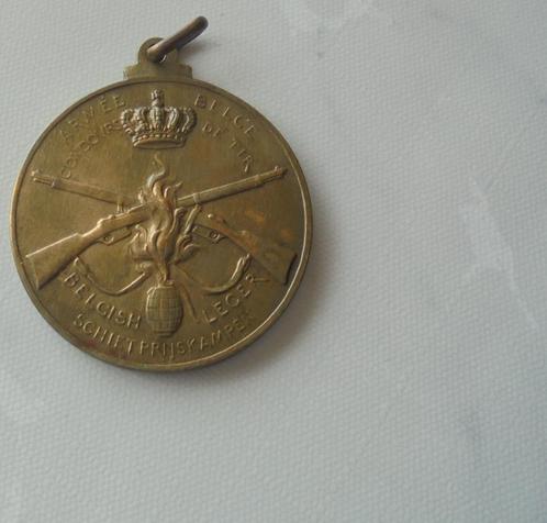 Bronzen medaille (3e prijs) prix de tir Belgisch Leger, Verzamelen, Militaria | Algemeen, Landmacht, Lintje, Medaille of Wings